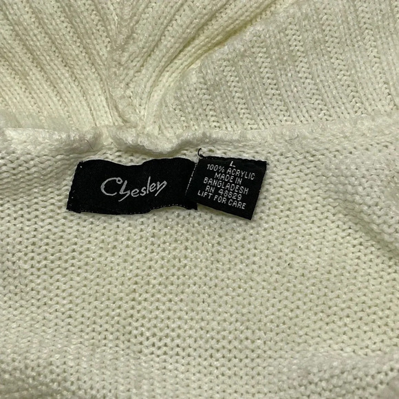 Chesley Cowl Neck Short Sleeve White Knit Sweater Dress LARGE - Picture 3 of 5